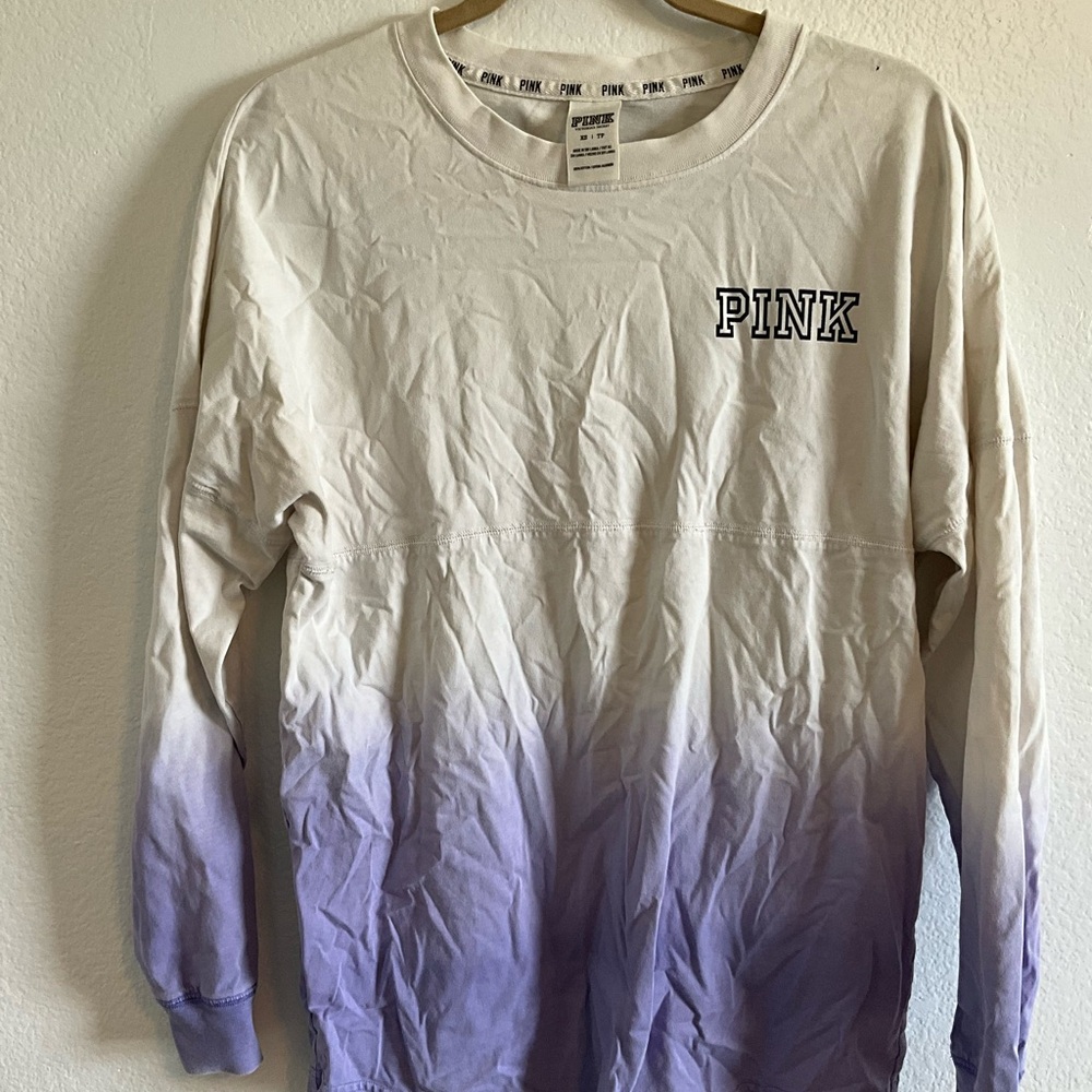 PINK Victoria's Secret Ombre Long Sleeve Tee - White and Purple